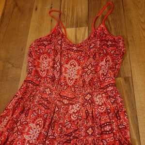 Red Paisley Flowy Boho Capri Jumper Like New S/M